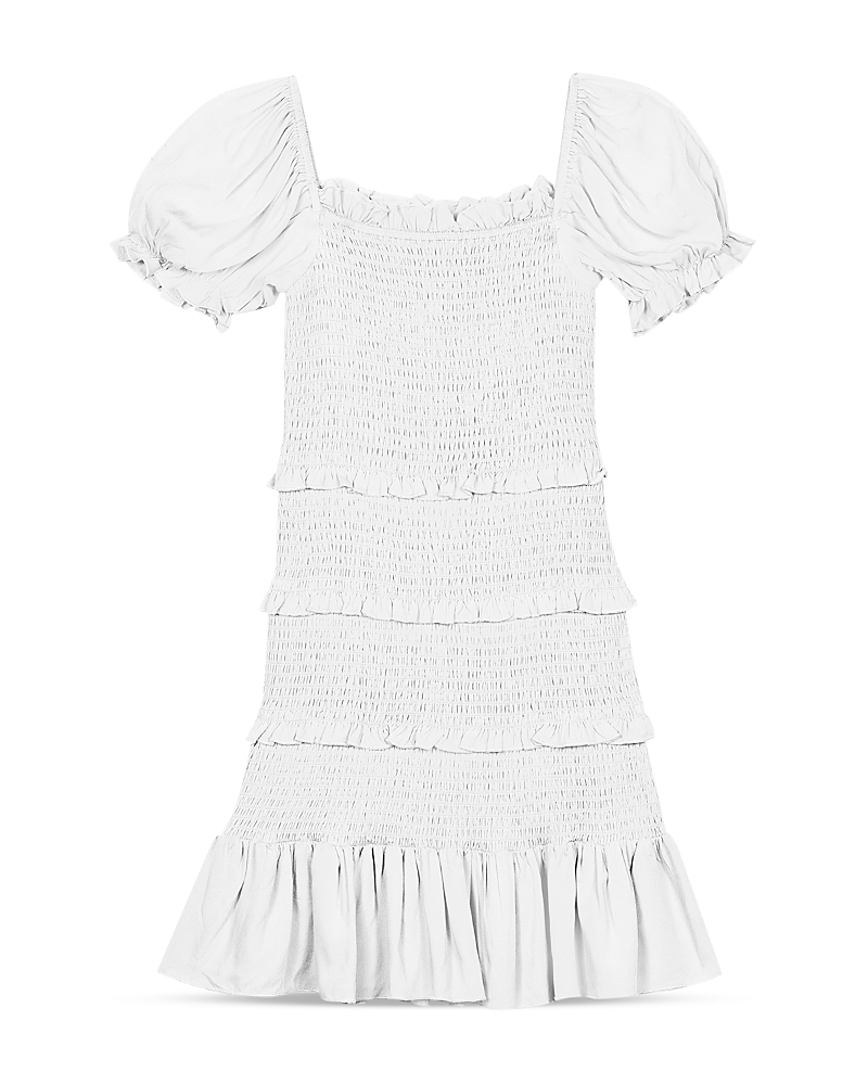 Katiejnyc Girls' Laila Puff Sleeve Tiered Smocked Dress - Big Kid In White