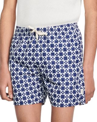 Sandro - Men's Square Print Drawstring 5" Swim Shorts