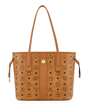 Mcm Liz Small Reversible Visetos Shopper Tote In Cognac/gold