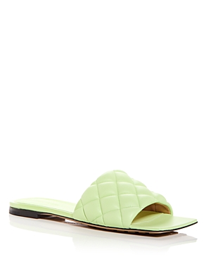 BOTTEGA VENETA WOMEN'S SQUARE TOE QUILTED SLIDE SANDALS