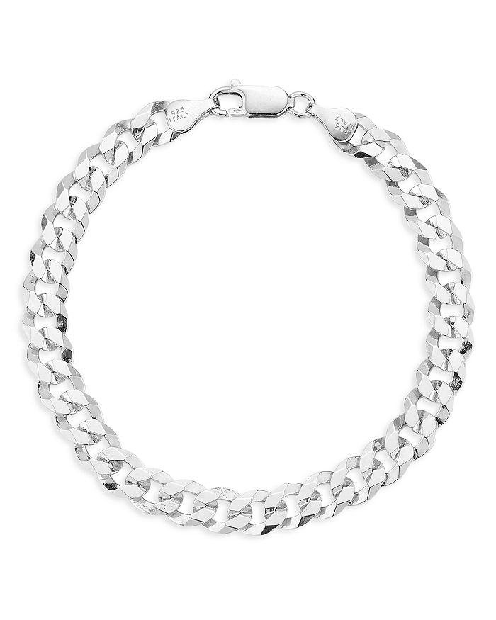 Milanesi And Co Men's Sterling Silver 7mm Curb Chain Bracelet ...