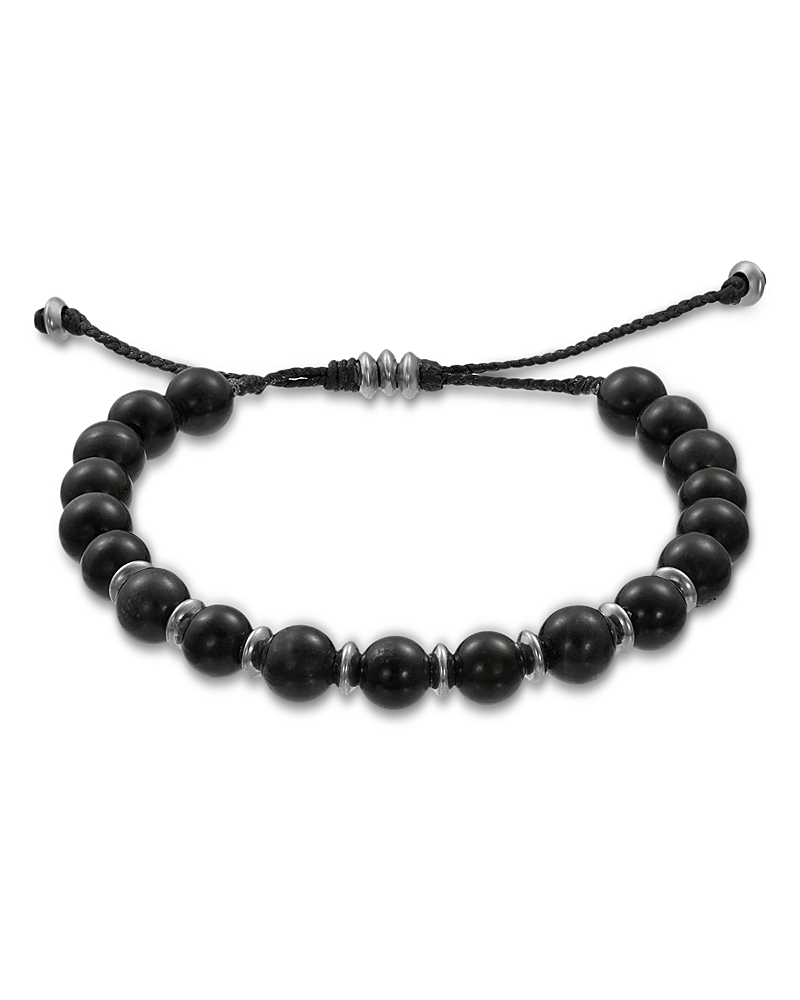 Jan Leslie Black Agate Beaded Bracelet In Black