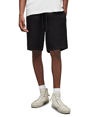 Allsaints Hanbury Drawstring-waist Cotton And Linen-blend In Jet Black