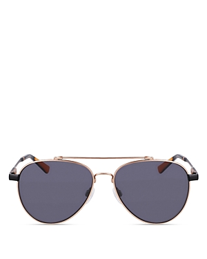 Shop Shinola Runwell Aviator Sunglasses, 56mm In Gold/gray Solid