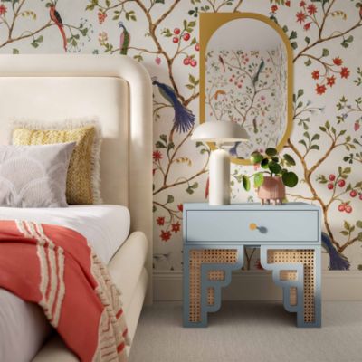 Suzie Pastel & Rattan Nightstand