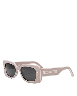 Shop Dior Pacific S1u Rectangular Sunglasses, 53mm In Pink/gray Solid
