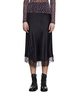 The Kooples Lace Trim Silk Skirt