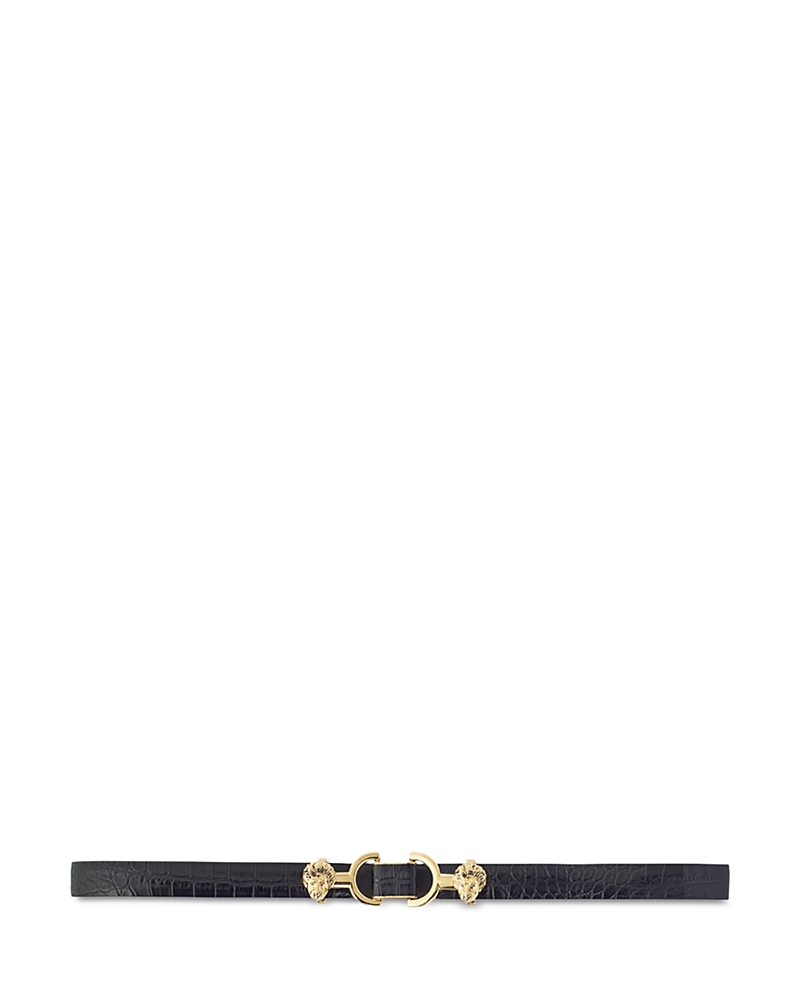 Maje Amor Croc Embossed Belt In Black