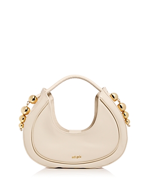 Cult Gaia Zabelle Beaded Leather Shoulder Bag In Off White