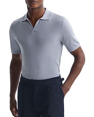 Reiss Mens Dove Blue Duchie Open-neck Wool Polo Shirt In Porcelain Blue