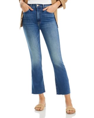 MOTHER - The Hustler High Rise Frayed Flare Leg Ankle Jeans in Healing Jar