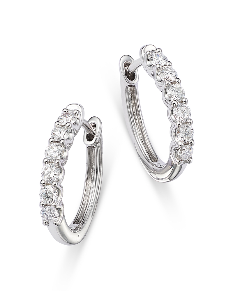 Bloomingdale's Fine Collection Diamond Small Hoop Earrings in 14K White Gold, 0.34 tcw