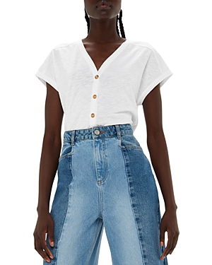 Shop Whistles Aubrie Cotton Button Front Top In White