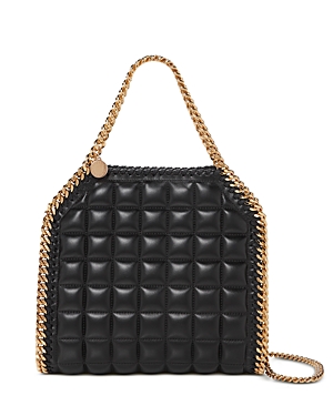 Shop Stella Mccartney Falabella Mini Tote Quilted Eco Alter Mat In Black/gold