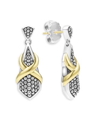 Lagos 18K Yellow Gold & Sterling Silver Embrace X Caviar Bead Drop Earrings