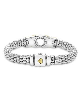 18K Yellow Gold & Sterling Silver Embrace Diamond XO Caviar Bead Link Bracelet