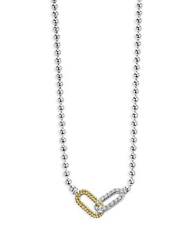 LAGOS - 18K Yellow Gold & Sterling Silver Caviar Lux-Clip Diamond Bead Link Necklace, 16-18" - 100% Exclusive