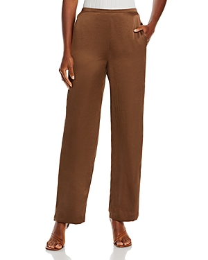 Theory Satin Straight Pants In Pecan