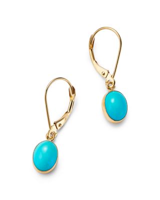 Bloomingdale's Fine Collection - Turquoise Drop Earrings in 14K Yellow Gold