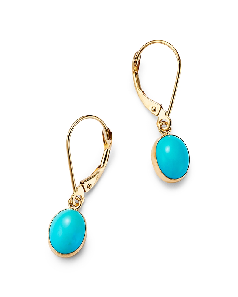 Bloomingdale's Fine Collection Turquoise Drop Earrings in 14K Yellow Gold