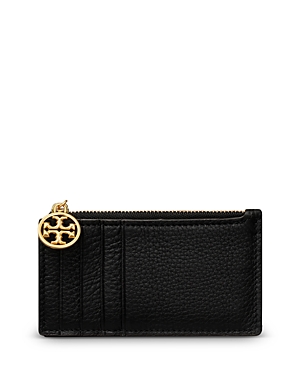TORY BURCH MILLER ZIPPERED LEATHER CARD CASE