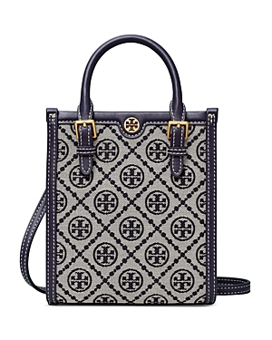 Tory Burch Navy Blue /Beige Perry T Monogram Jacquard Tote Tory