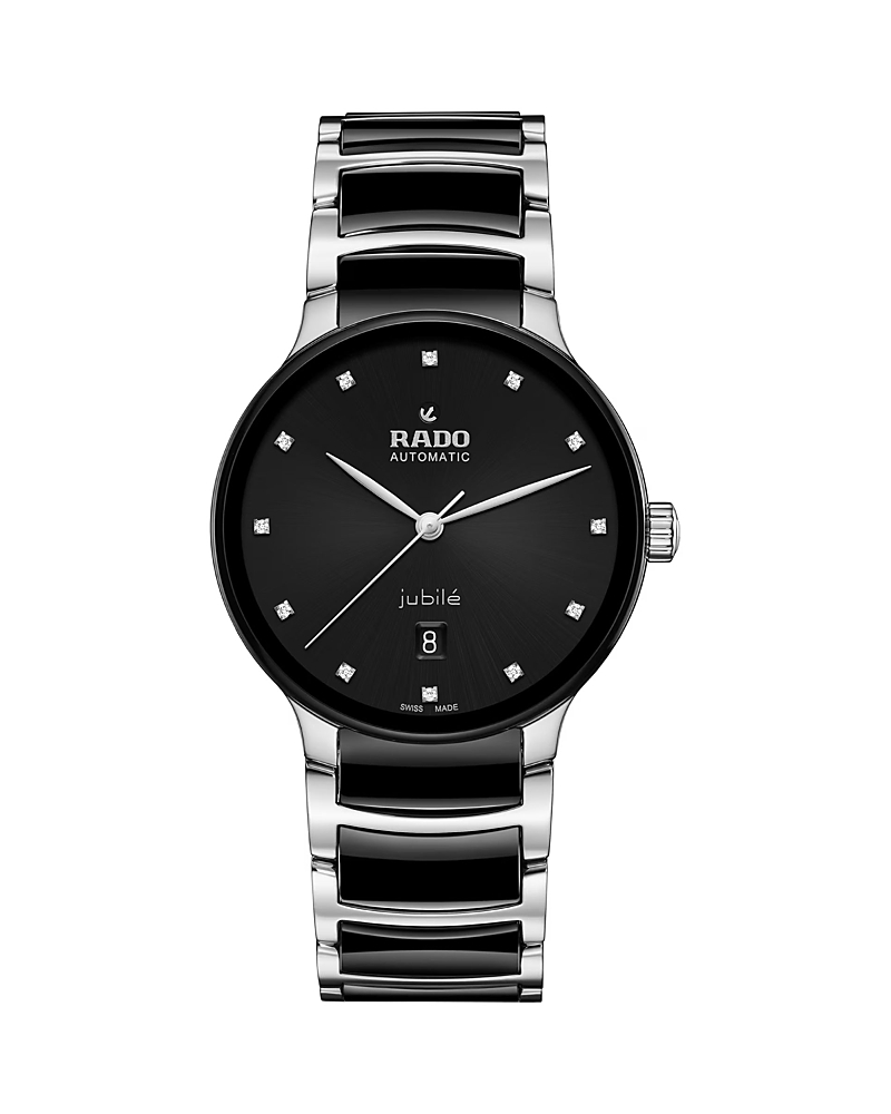 Rado Men's Swiss Automatic Centrix Diamond (1/10 Ct. T.w.) Black High-tech Ceramic & Stainless Steel Brac In Black