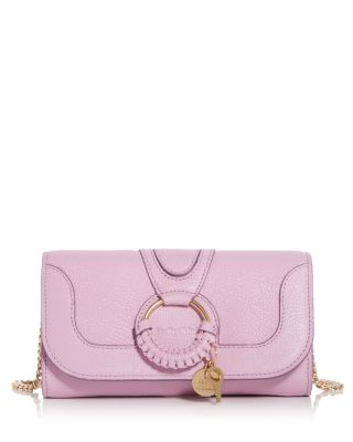 See By Chloé Hana Large Leather Wallet On A Chain In Fuchsia