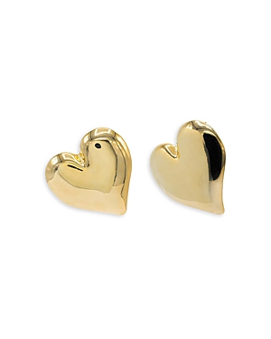 By Adina Eden Puffy Chunky Heart Statement Stud Earrings in 14K Gold Plated Sterling Silver