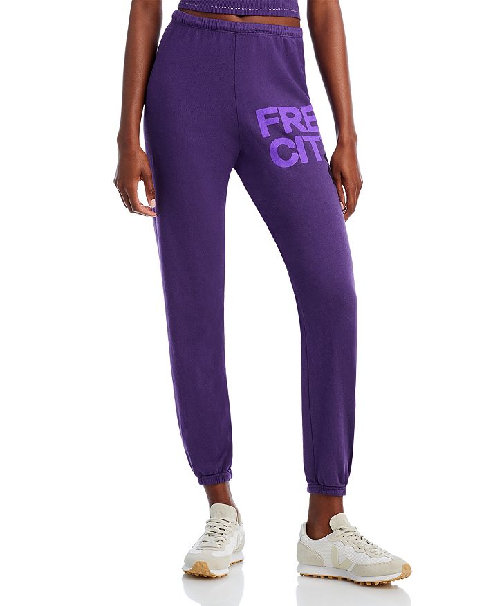 Free City Cotton Logo Sweatpants In Purple Plant