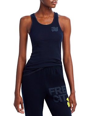 Free City Cotton Ribbed Logo Tank In Squid Ink