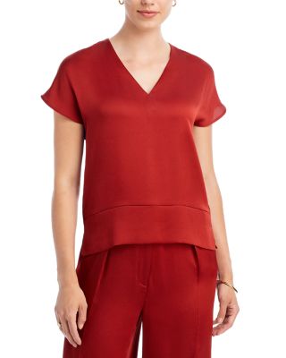 Misook V Neck Cap Sleeve Top