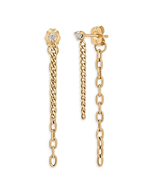 Zoe Chicco 14K Yellow Gold Prong Diamonds Diamond Chain Front to Back Earrings