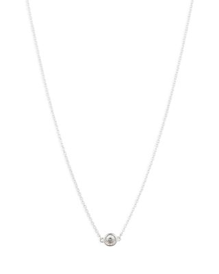 Ralph Lauren - Sterling Silver & Bezel Set Cubic Zirconia Pendant Necklace, 15"-18"