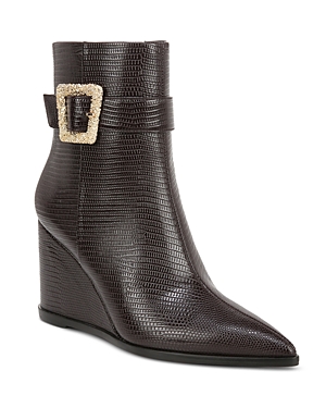 Sam Edelman Women's Weslie 2 Pointed Toe Buckled Wedge Boots In Coffee