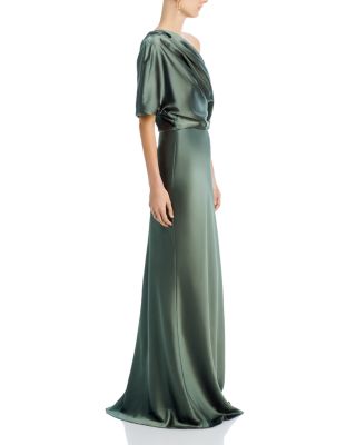 Draped Satin One Shoulder Dress