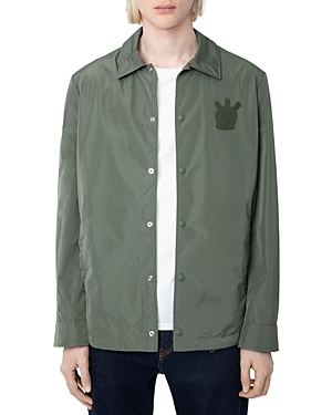 Zadig & Voltaire Bertie Skull Shirt Jacket In Olivier