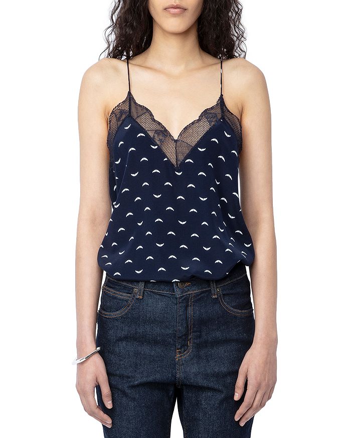 Zadig & Voltaire Christy Silk Lace Trim Camisole | Bloomingdale's