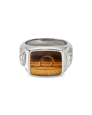 Shop John Hardy Sterling Silver Tiger Eye Omega Ring In Orange/silver