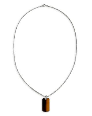 JOHN HARDY - Sterling Silver Tiger Eye Estruscan Dog Tag Pendant Necklace, 22"
