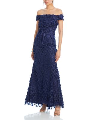 Eliza J - Off The Shoulder 3D Floral Gown