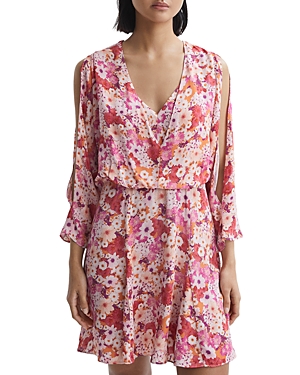 REISS ANNALISA MULTI FLORAL FLIPPY DRESS