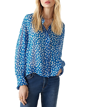 Ba&sh Bingo Ruffled Trim Blouse In Blue