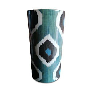 Les Ottomans Ikat Porcelain Vase In Blue/navy