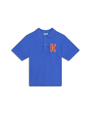 Kenzo Logo-embroidered Cotton Polo Shirt In Blue