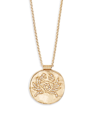 Maje Rhinestone Zodiac Pendant Necklace In Gold Tone, 26.5-29.5 In Cancer