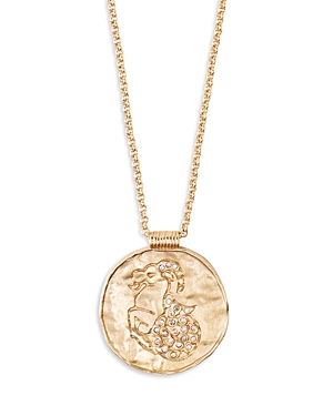 Maje Rhinestone Zodiac Pendant Necklace In Gold Tone, 26.5-29.5 In Capricorn