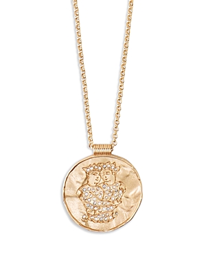 Maje Rhinestone Zodiac Pendant Necklace In Gold Tone, 26.5-29.5 In Gemini