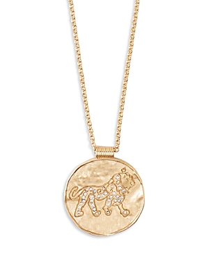 Maje Rhinestone Zodiac Pendant Necklace In Gold Tone, 26.5-29.5 In Leo