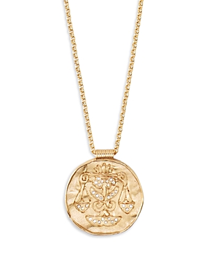 Maje Rhinestone Zodiac Pendant Necklace In Gold Tone, 26.5-29.5 In Libra